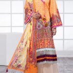 AM Orange Lawn 3 Piece Unstitched